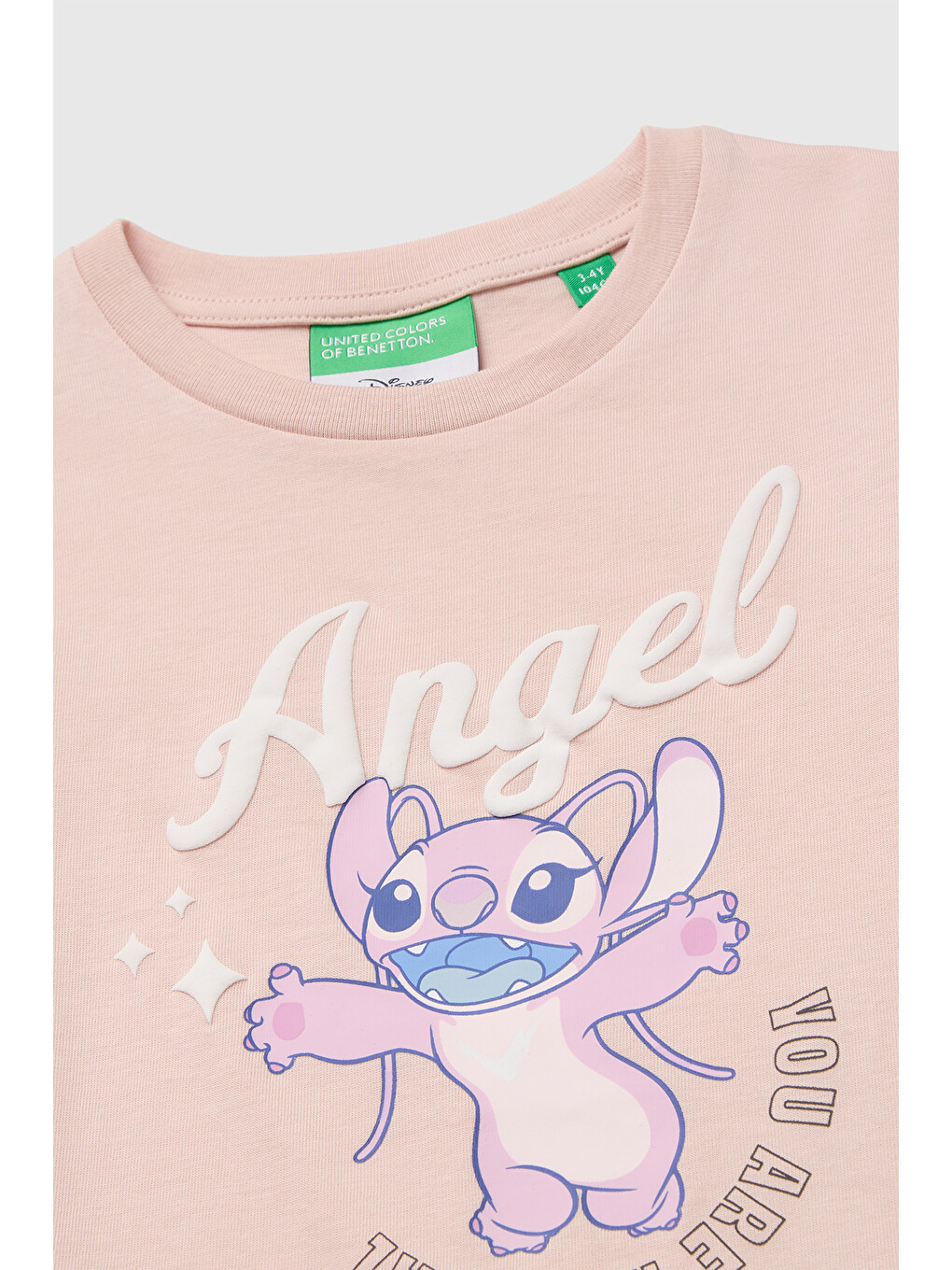 Pembe Kız Bebek Pudra Önü Lilo&stitch Baskılı Ribanalı Uzun Kollu Tişört-2