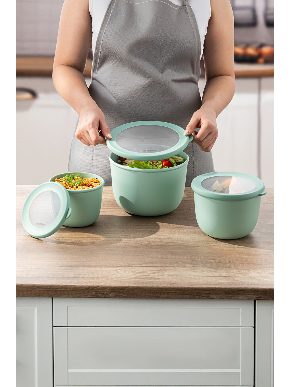 Lora 3'lü Saklama Kabı Haki