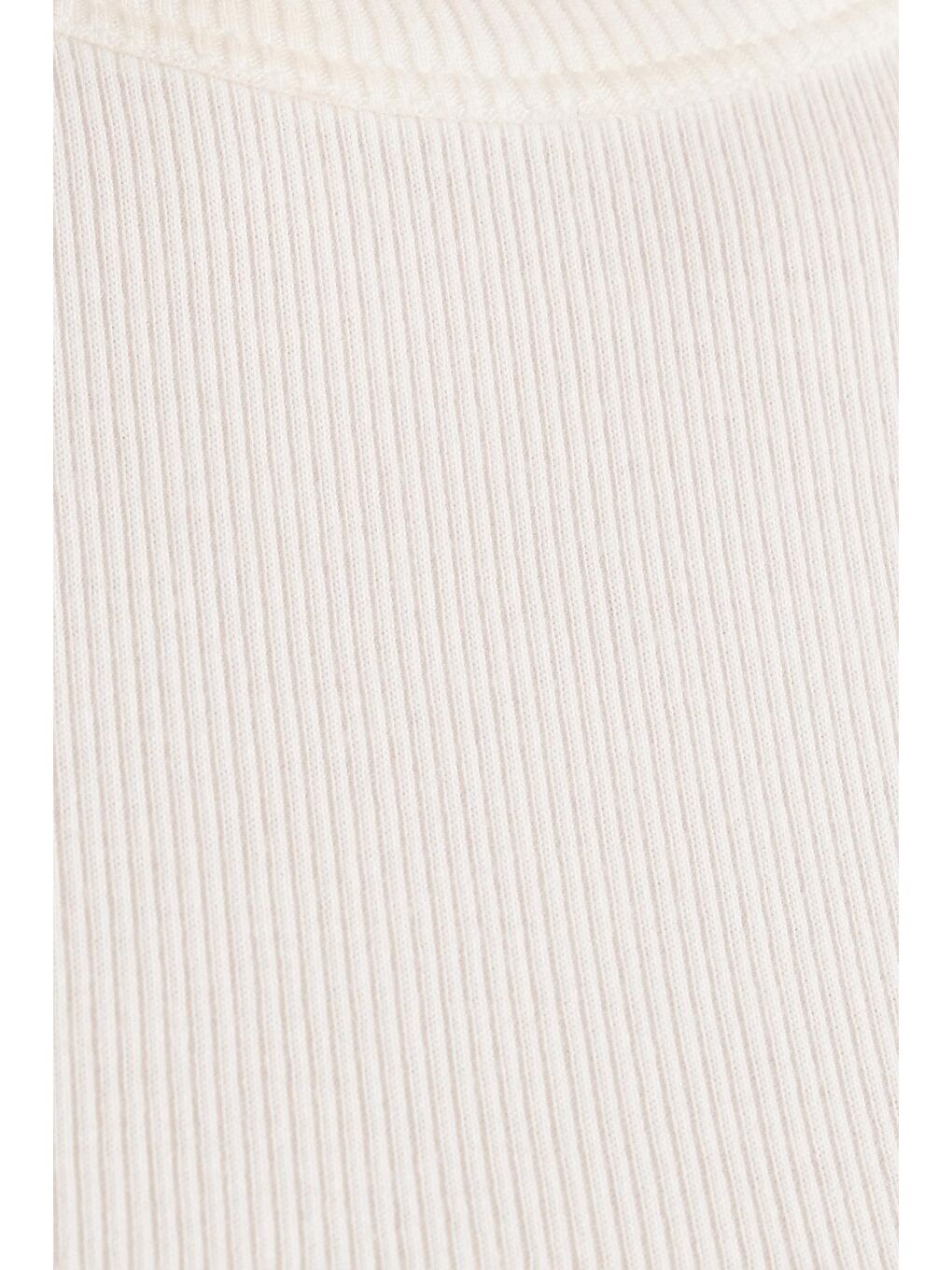 Kadın Slim Fit Dar Kesim Bisiklet Yaka Modal Kumaş Ekru Bluz-5