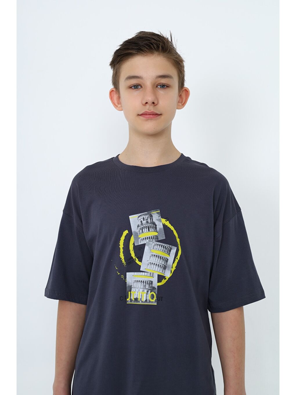 Gri Erkek Çocuk Baskılı Tişört-6