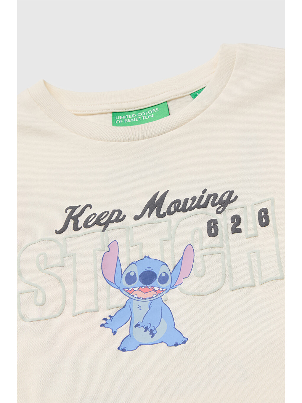 Kız Bebek Ekru Önü Lilo&stitch Baskılı Ribanalı Uzun Kollu Tişört-2