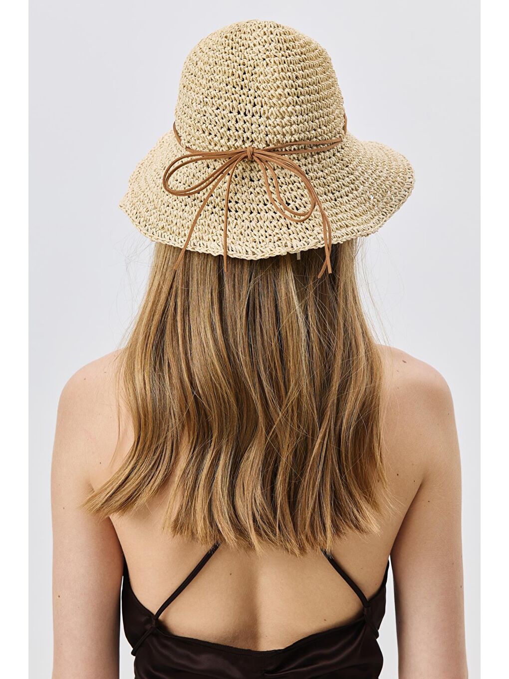 Örgü Hasır Plaj Şapkası Y25730-23 Bej-2