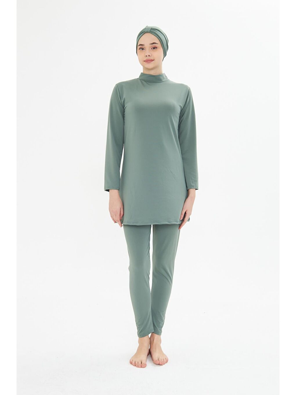 Tam Kapalı Elastanlı Tesettür Mayo Yeşil 3485-Y