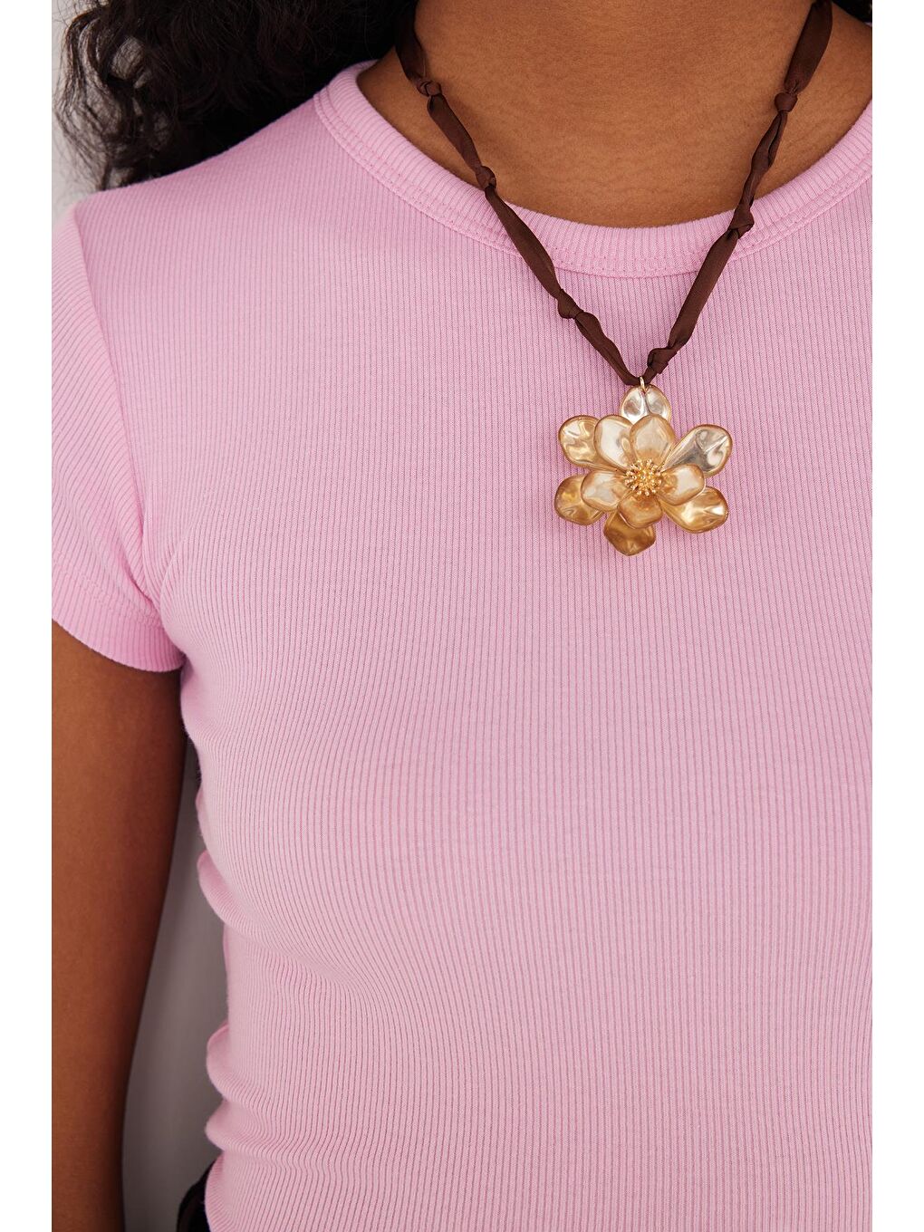 Kadın Slim Fit Dar Kesim Bisiklet Yaka Modal Kumaş Pembe Bluz-2