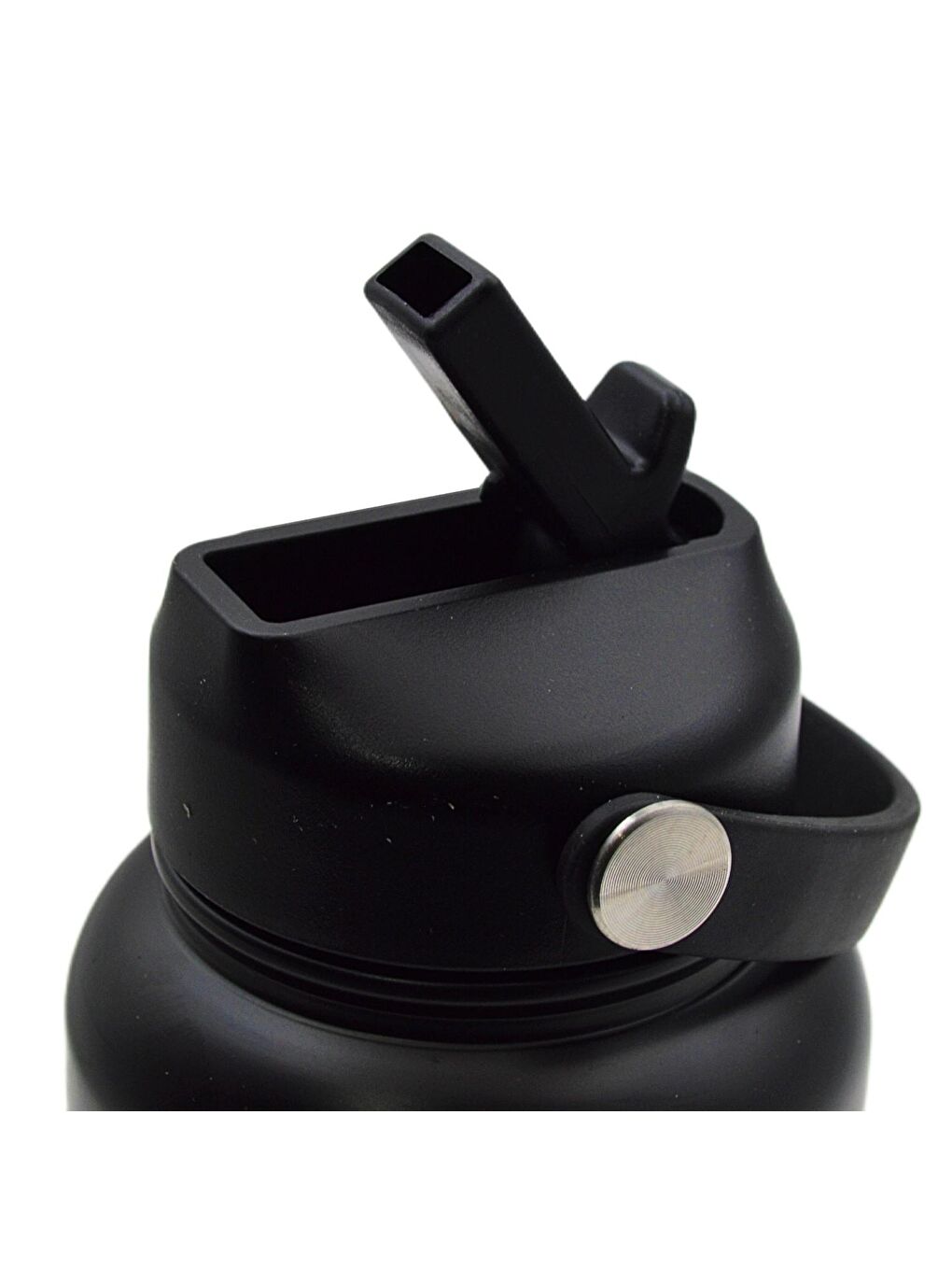 Siyah Çevir Aç Kapak Pipetli Taşıma Kulplu Çelik Matara 960 ml (T-0127)-1