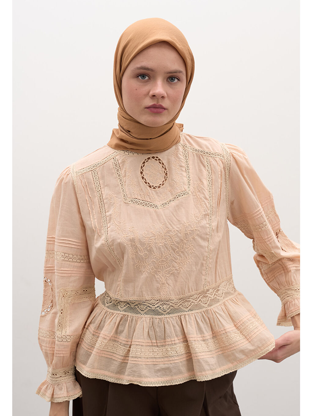 Kahverengi Pamuk Viskon Eşarp Tarçın Kabuğu-2