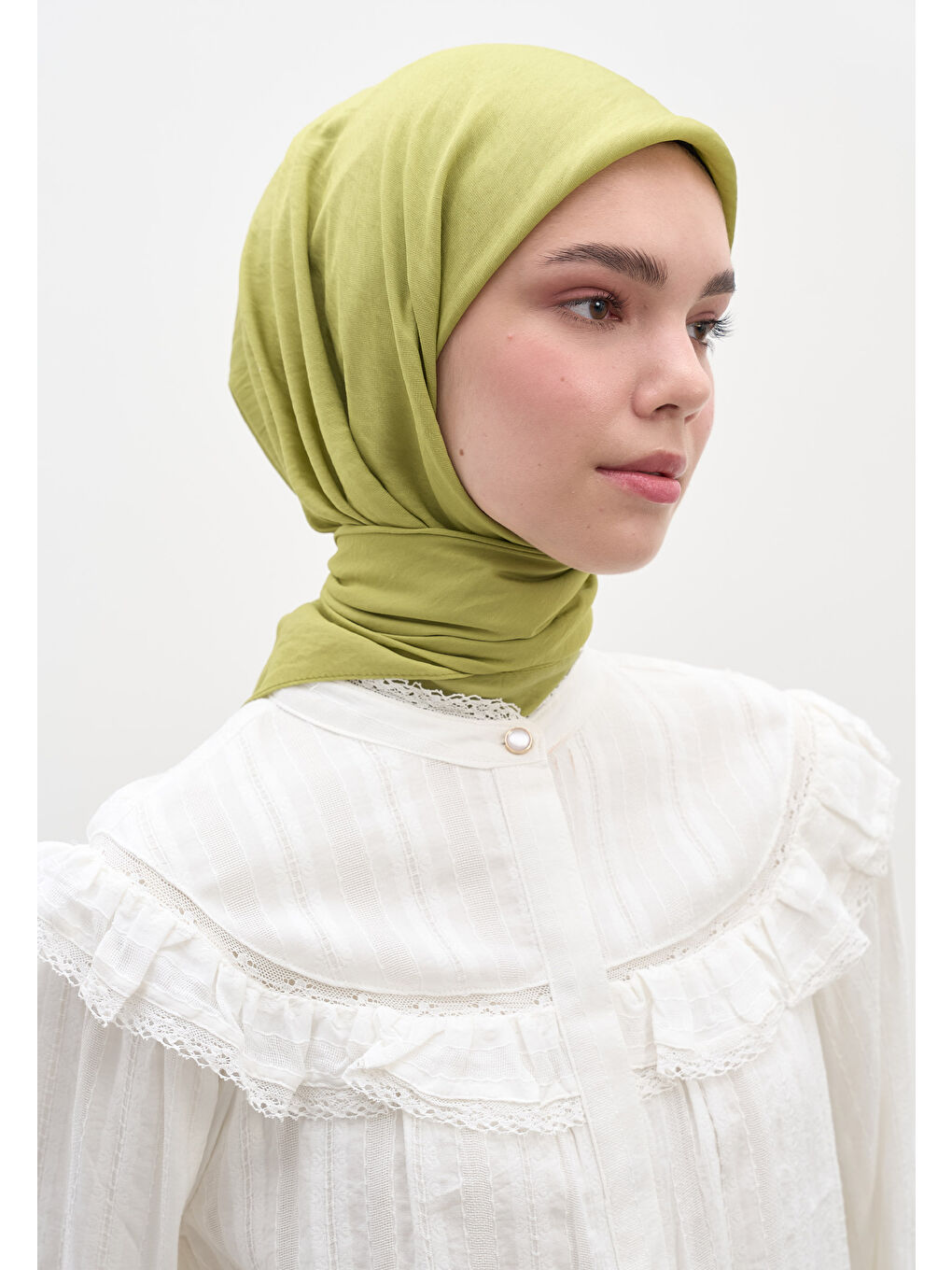 Pamuk Viskon Eşarp Yağ Yeşili-1