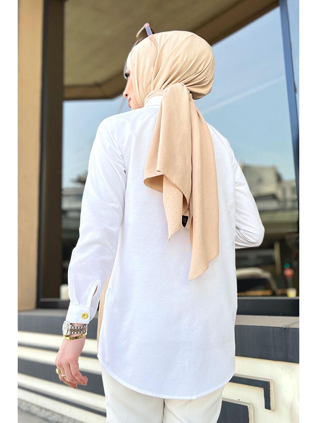 Bej Gömlek Yaka Kadın Vizon Gömlek - 11463-6