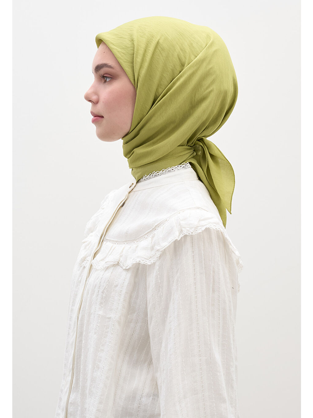 Pamuk Viskon Eşarp Yağ Yeşili-2