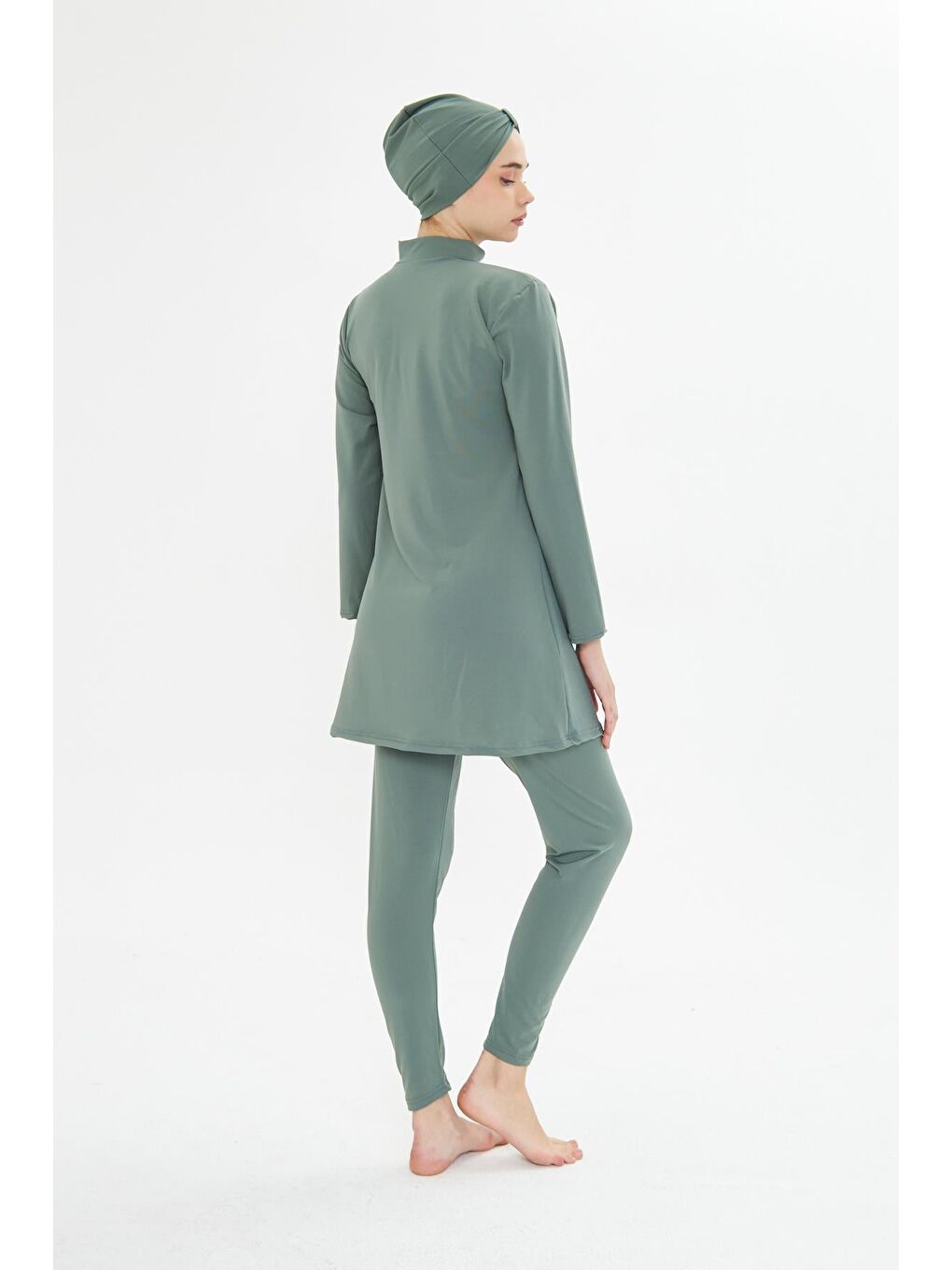 Tam Kapalı Elastanlı Tesettür Mayo Yeşil 3485-Y-3