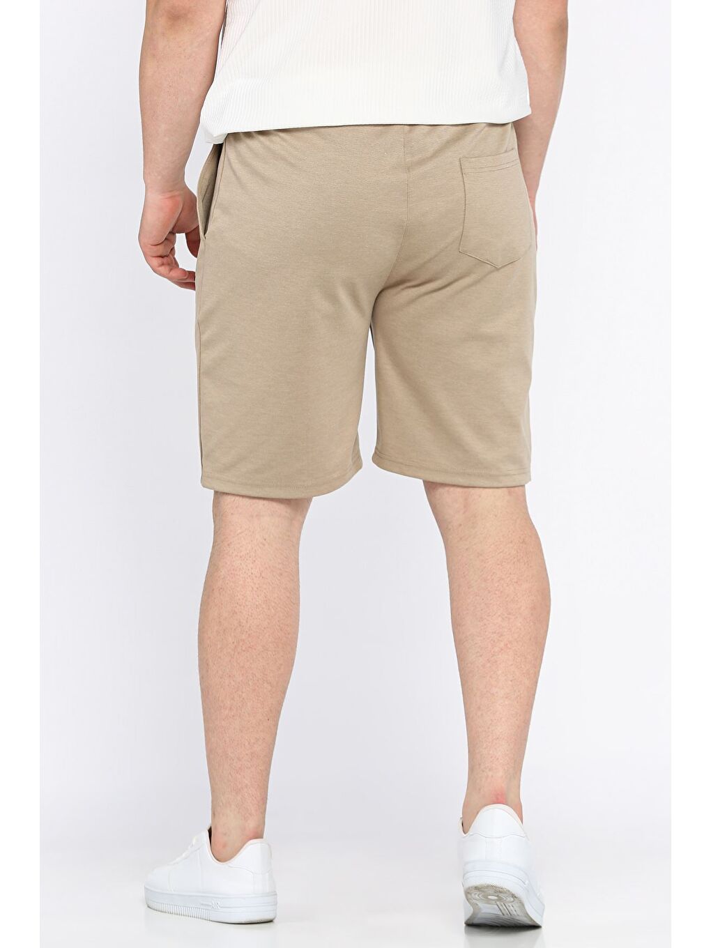 Bej Yazı Baskılı Erkek Şort-2