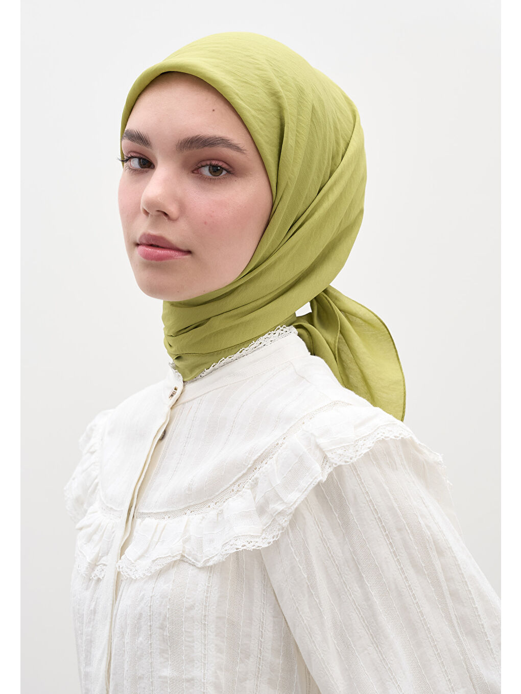 Pamuk Viskon Eşarp Yağ Yeşili-3