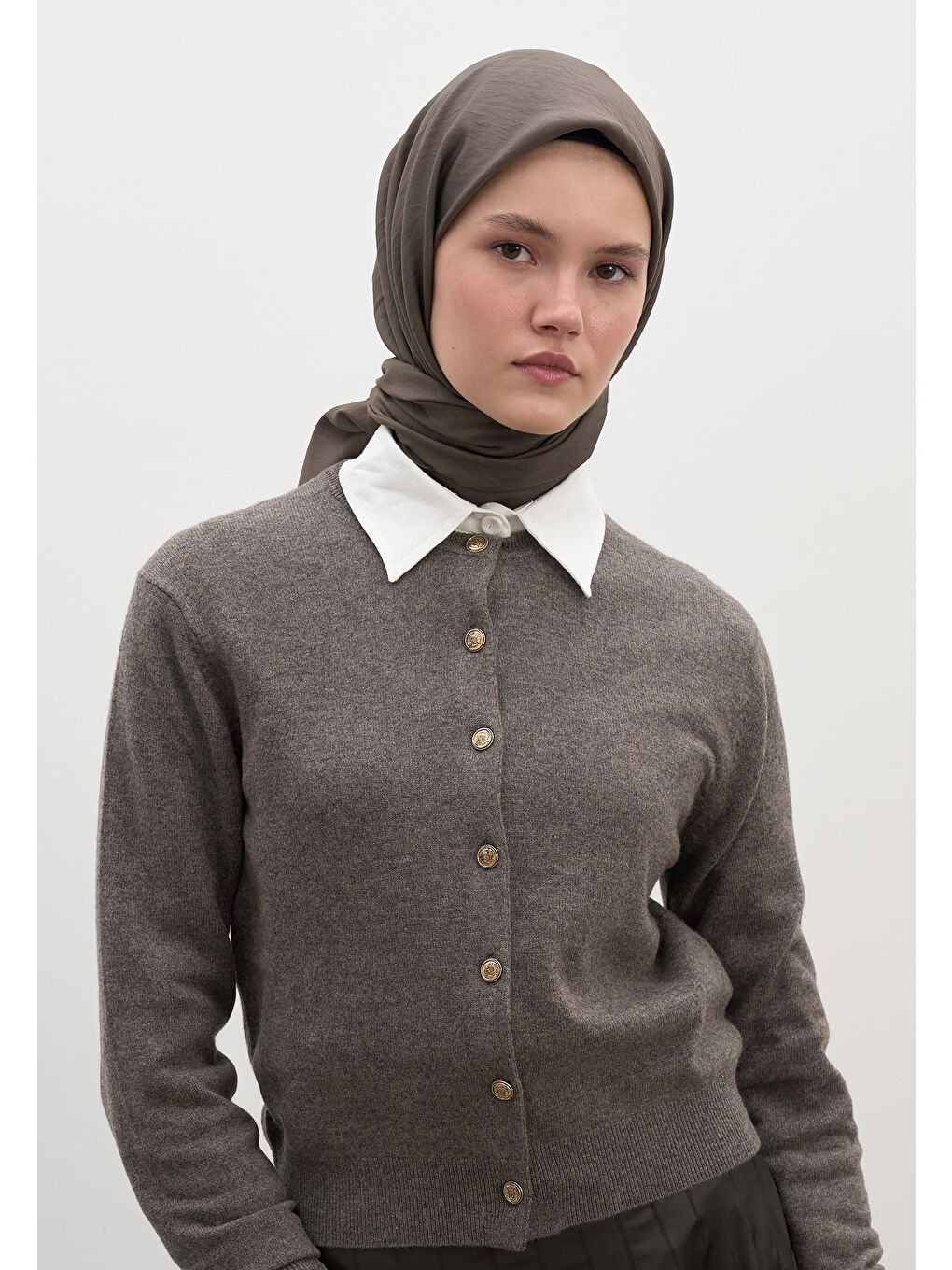 Gri Pamuk Viskon Eşarp Duman-1