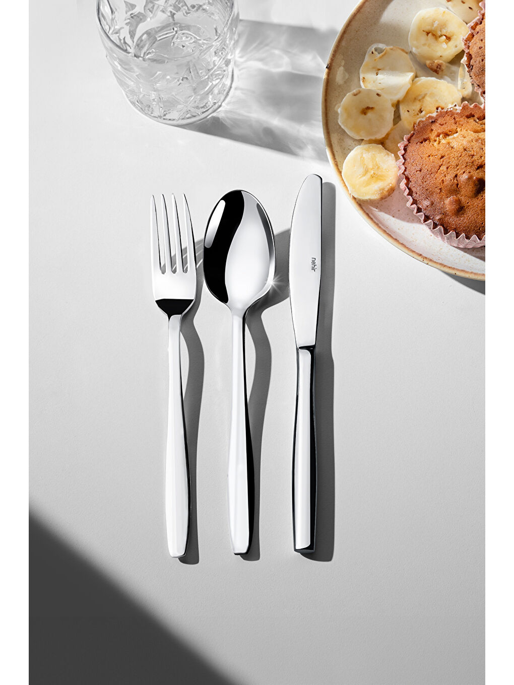 Gri Sahra Sade 6 Kişilik 18 Parça Kutulu Tatlı Çatal Kaşık Bıçak Takımı