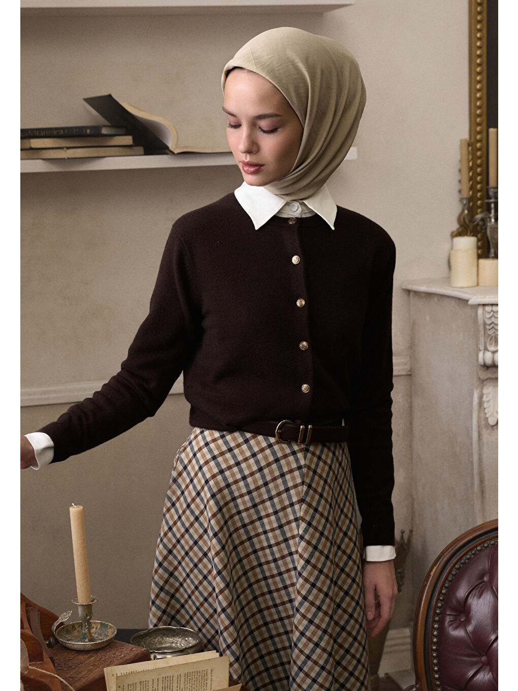 Bej Pamuk Viskon Eşarp Kum