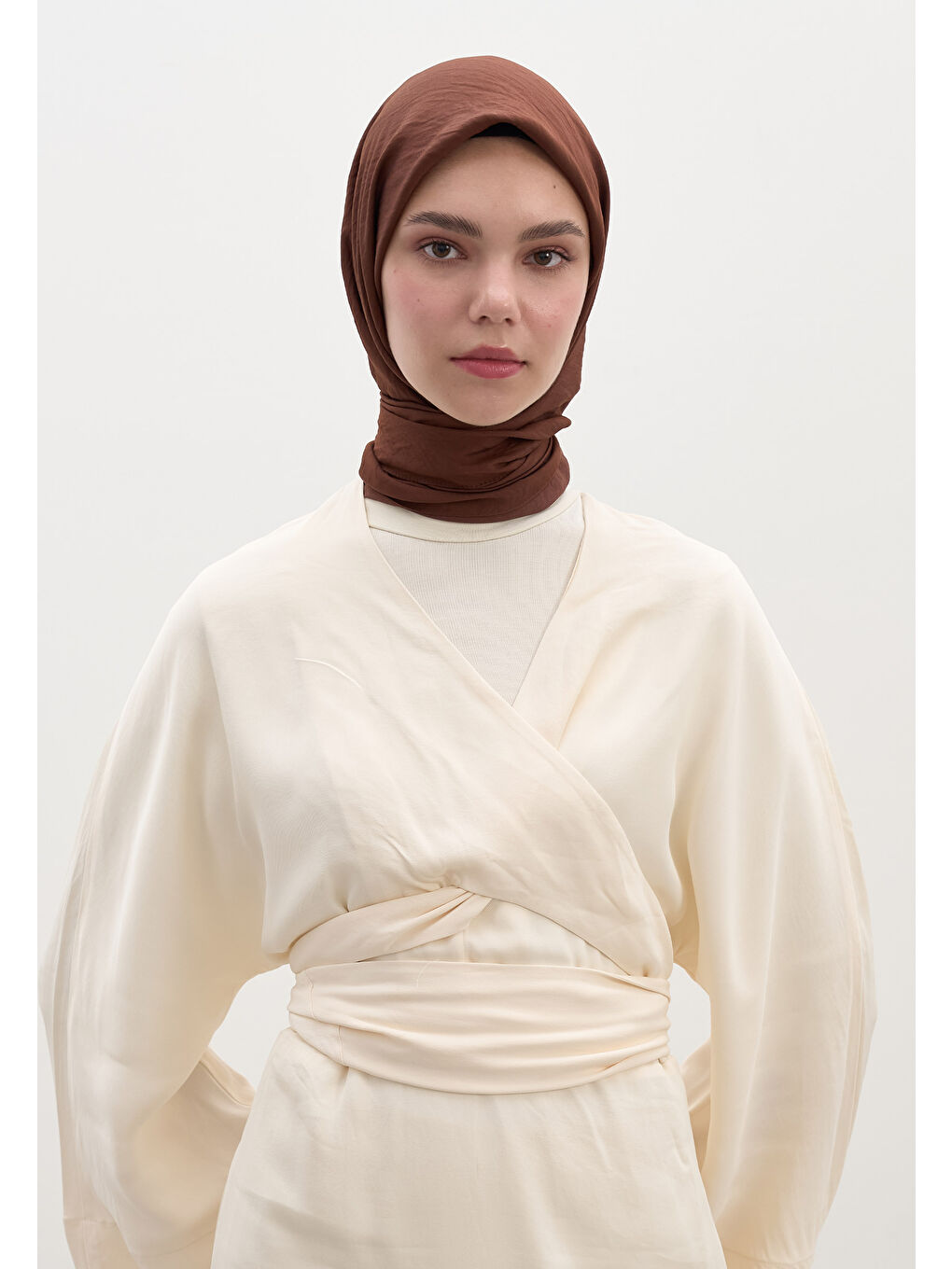 Kahverengi Pamuk Viskon Eşarp Kakao-2