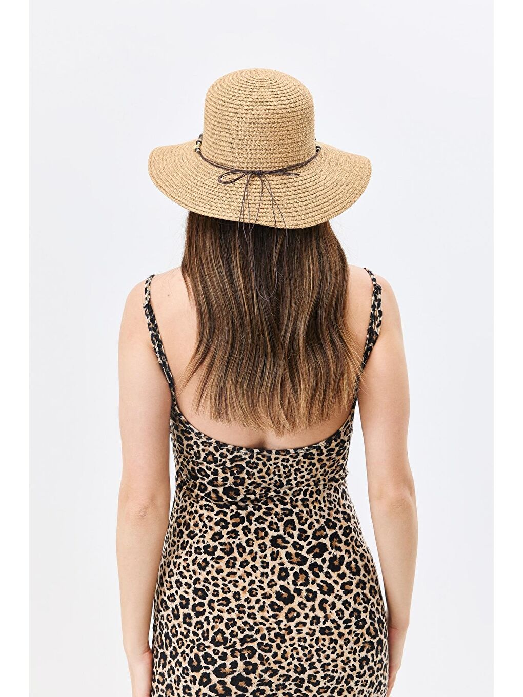 Bej Hasır Plaj Şapkası Y25730-19 Vizon-3