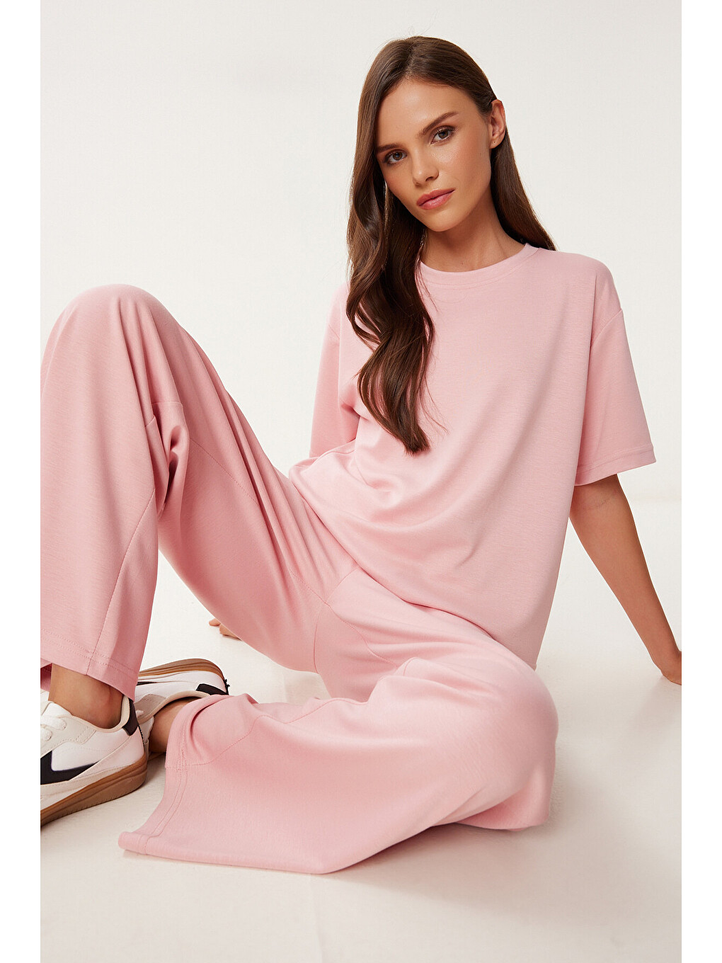 Pembe Rahat Esnek Örme Alt-Üst Takım PEMBE LBY0004-3