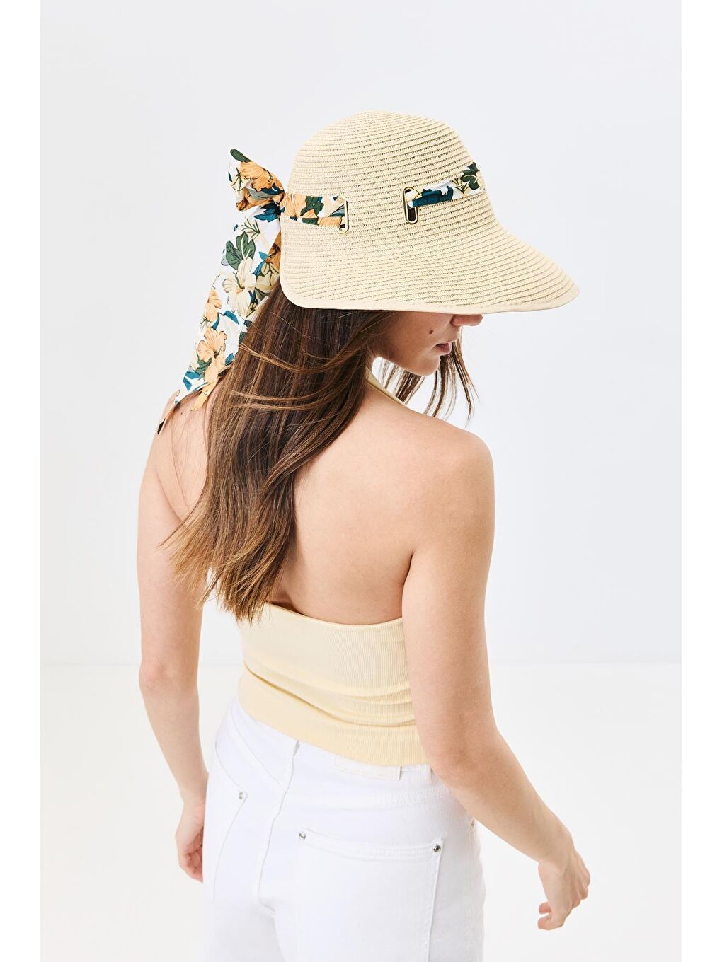 Siperli Hasır Plaj Şapkası Y25730-29 Bej-1