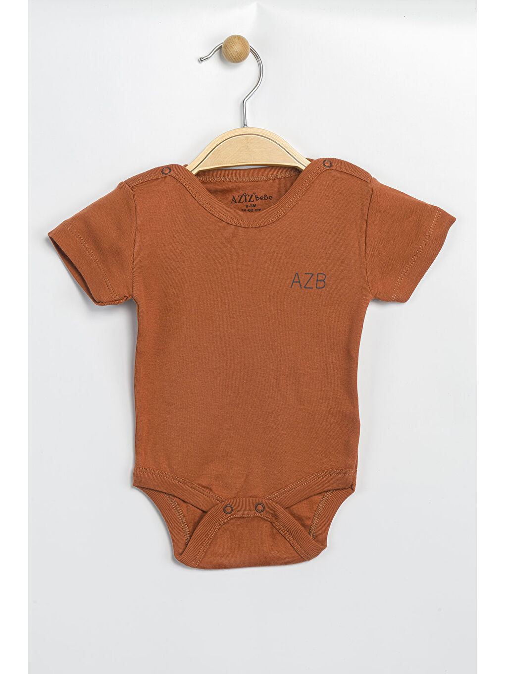 Kahverengi Erkek Kız Bebek Çıtçıtlı % 100 Pamuk Body & Zıbın