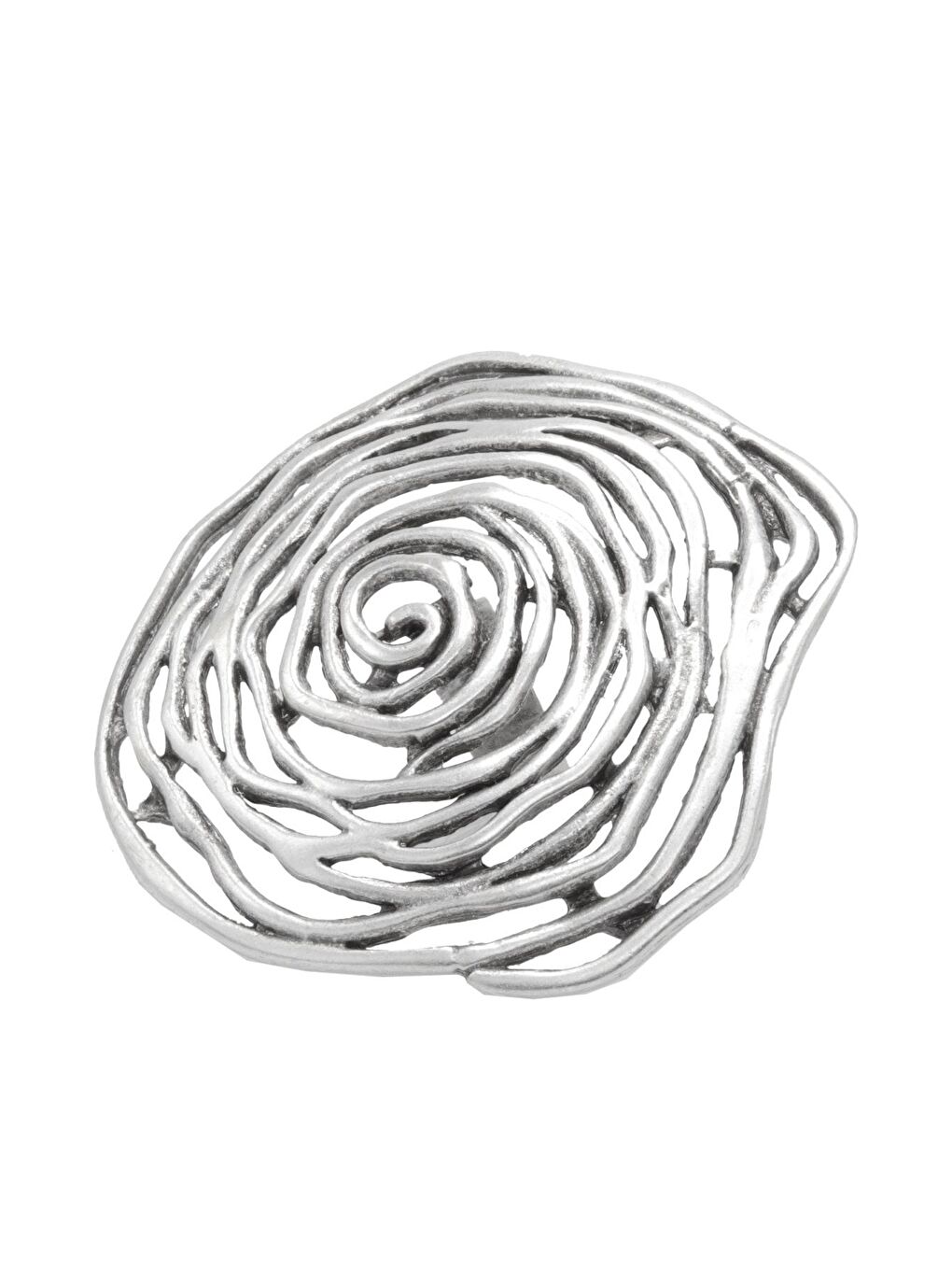 Gri Kadın Antik Gümüş Kaplama Gül Formlu Ayarlanabilir Yüzük