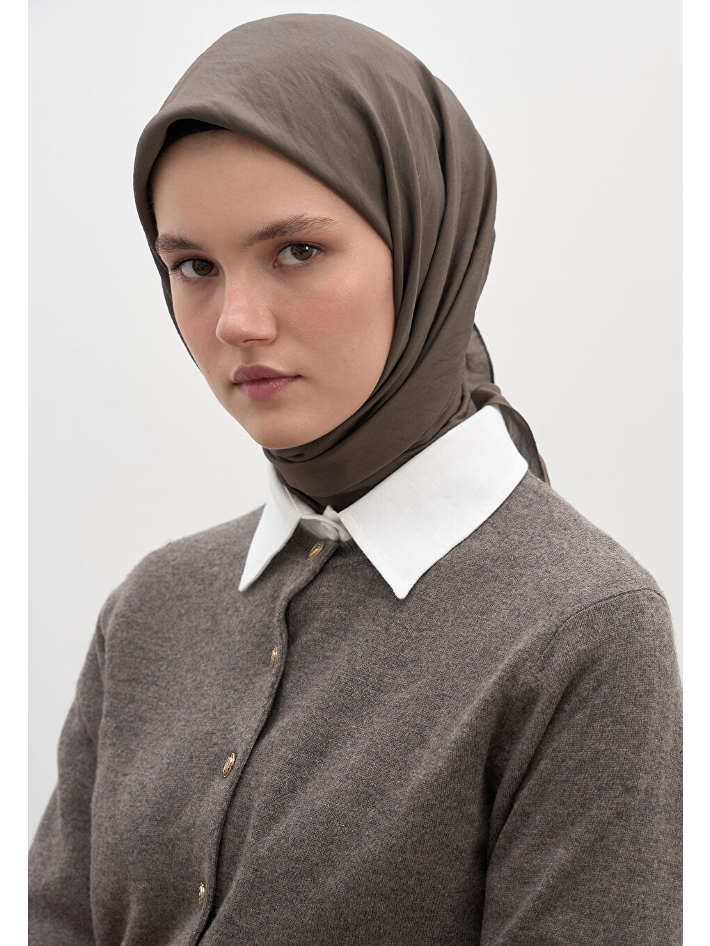 Gri Pamuk Viskon Eşarp Duman-3