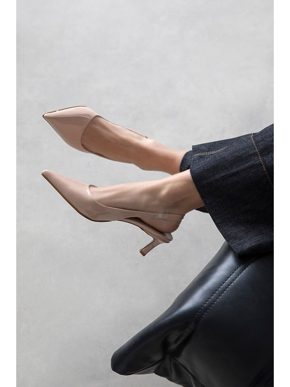 Bej Molly Kadın Topuklu Rugan Ayakkabı Ten-1