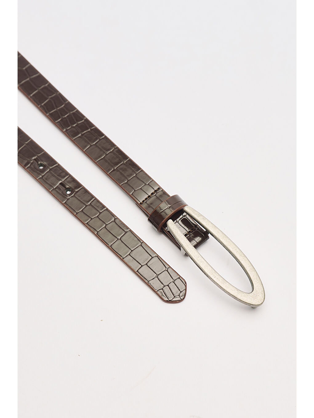 İnce Desenli Kemer Kahverengi-2