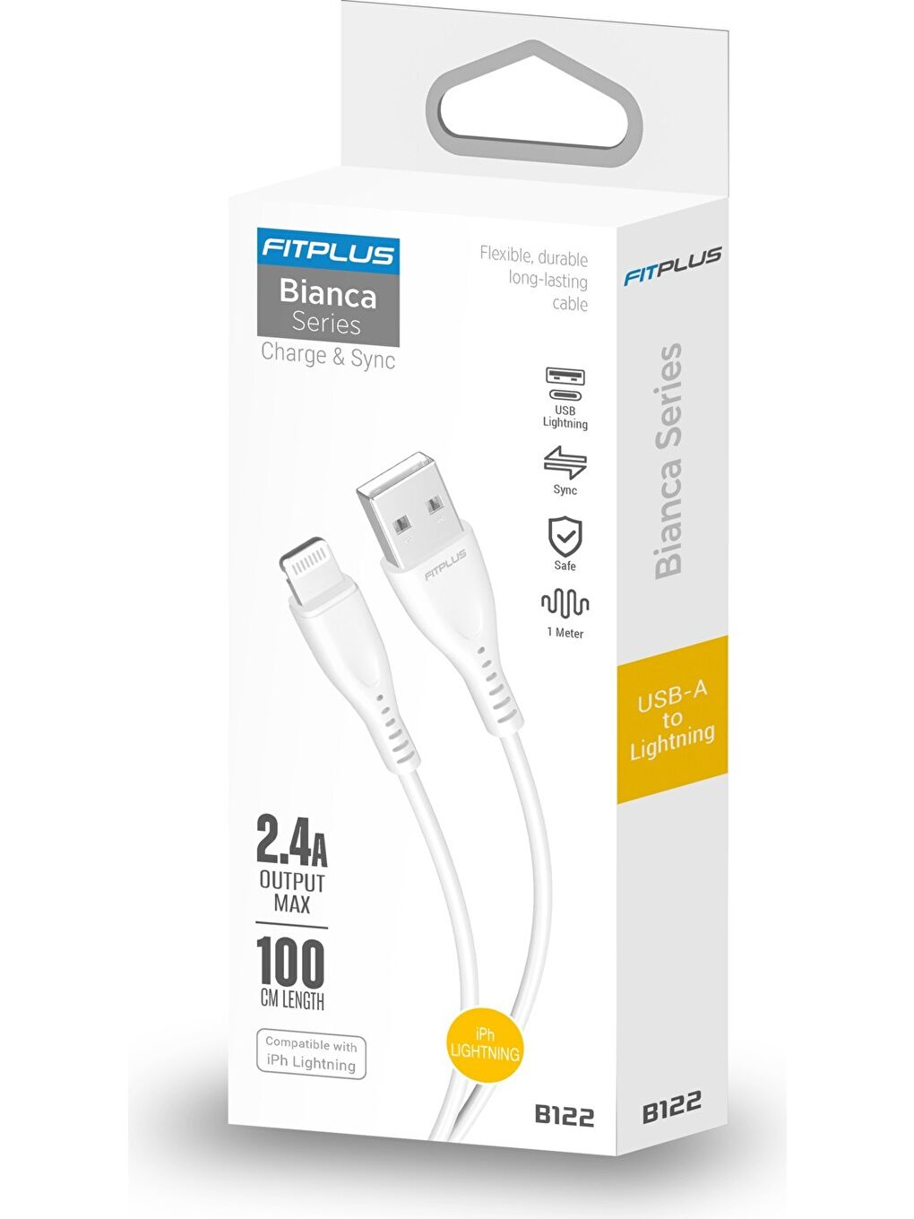 Technow Fit Plus Fitplus Bianca B122 USB - iPhone Lightning Şarj Kablosu 2.4A 1mt - 1