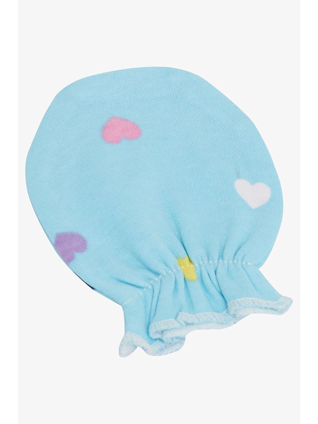 Yenidoğan Bebek Eldiveni Renkli Kalp Desenli Açık Mavi (7 X 9 Cm)-2