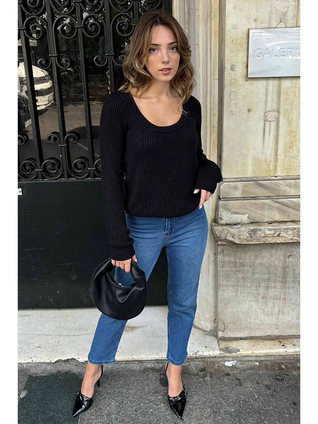 Siyah Bisiklet Yaka Basic Örme Kazak Mg2189-5