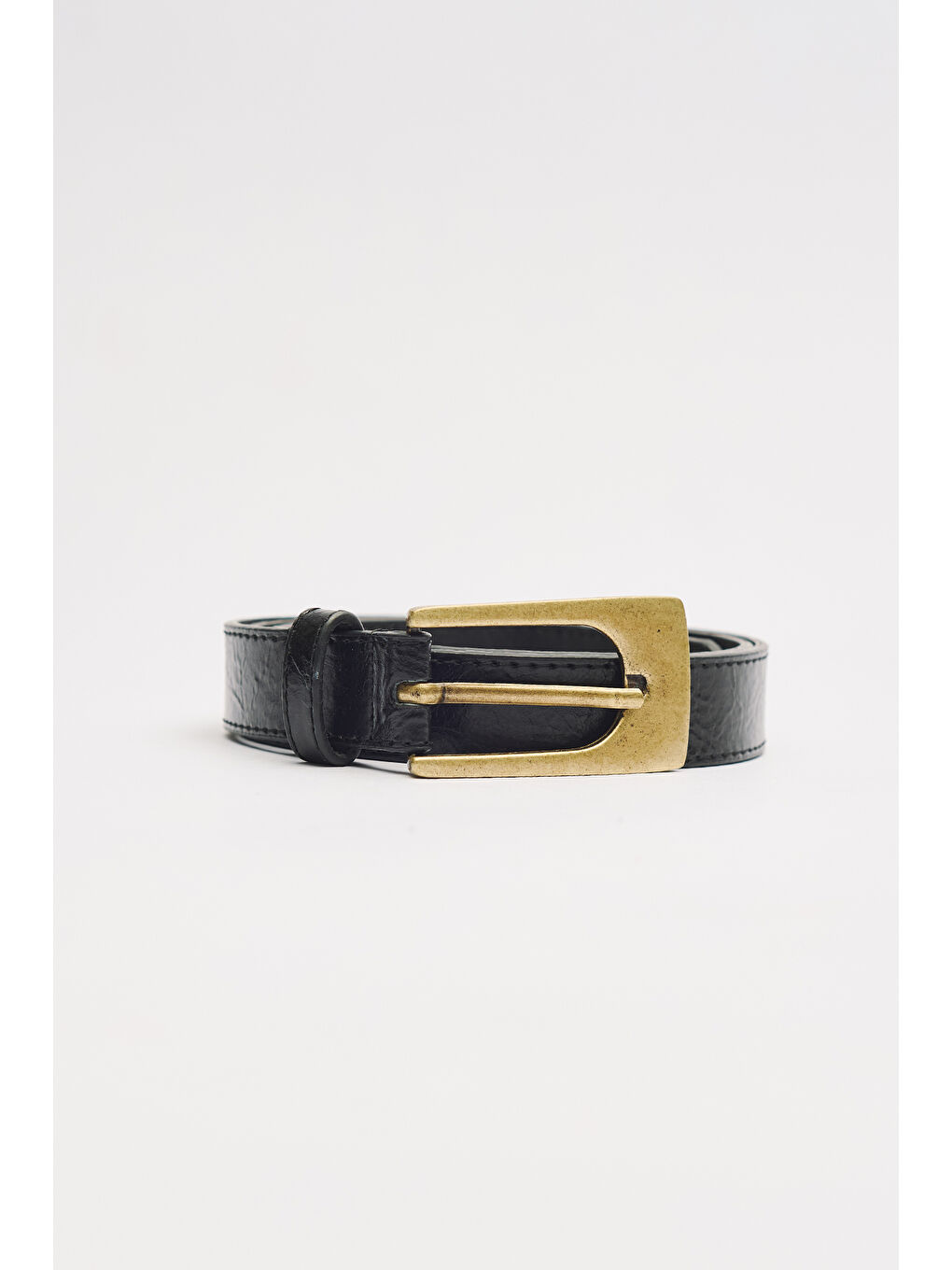 Kalın Kare Tokalı Kemer Siyah-1