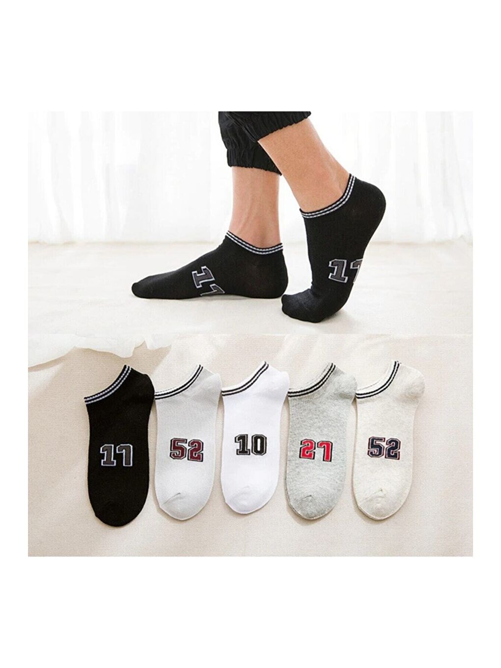 Karışık Unisex 5'li Patik Desenli Çorap Extra Rahat