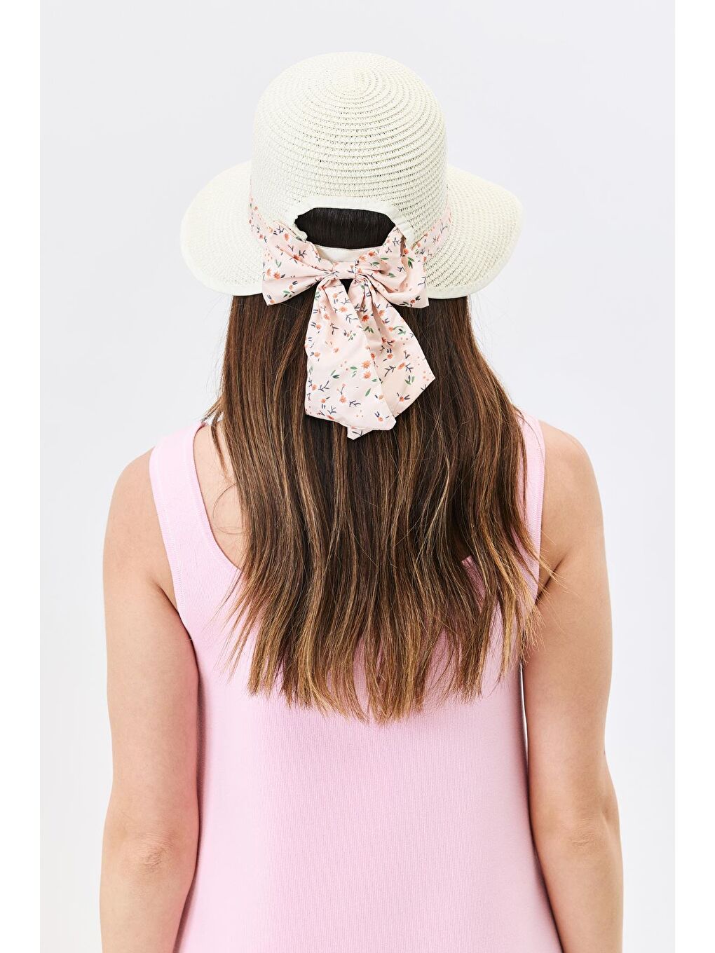 Ekru Siperli Hasır Plaj Şapkası Y25730-28 Krem-3