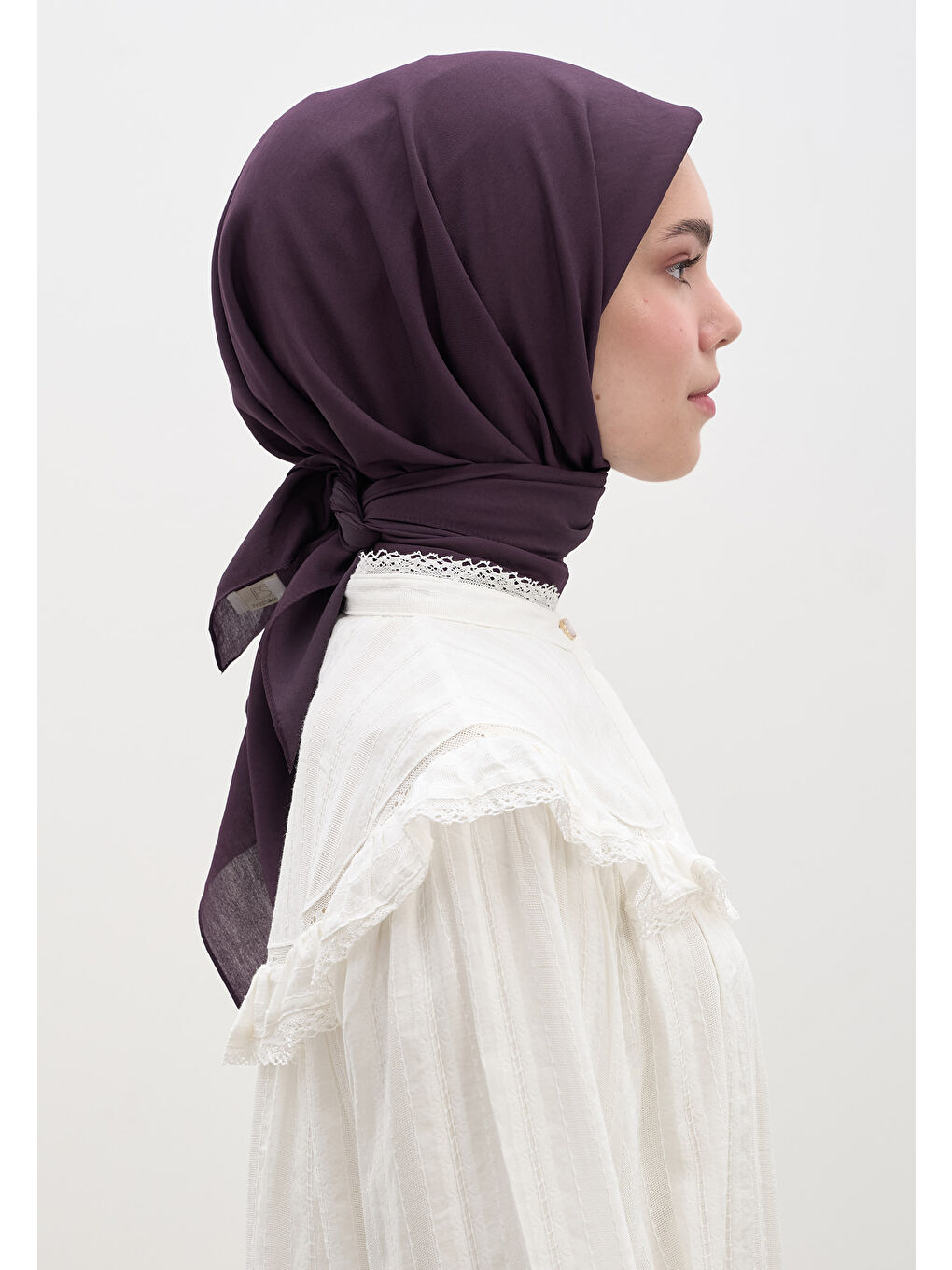 Pamuk Viskon Eşarp Patlıcan Moru-2