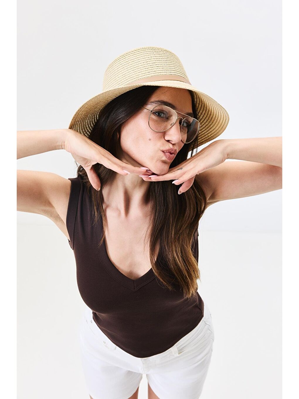 Hasır Plaj Şapkası Y25730-18 Bej