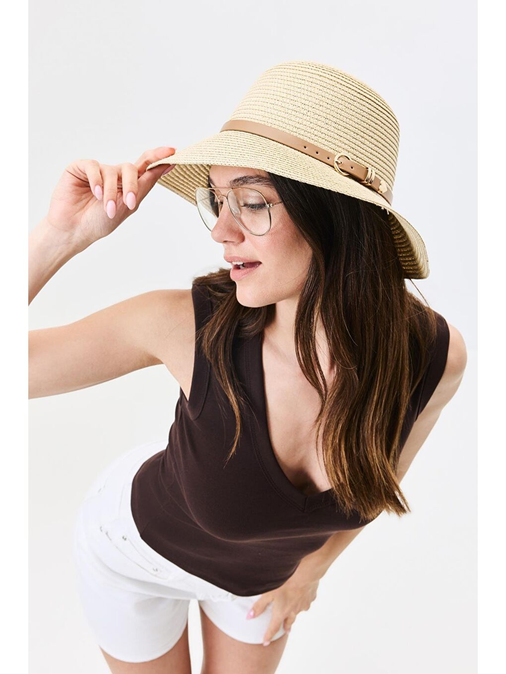 Hasır Plaj Şapkası Y25730-18 Bej-1
