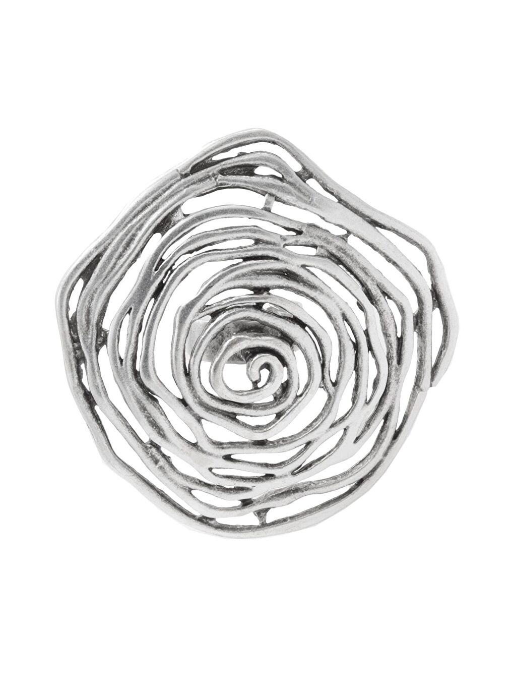 Gri Kadın Antik Gümüş Kaplama Gül Formlu Ayarlanabilir Yüzük-4