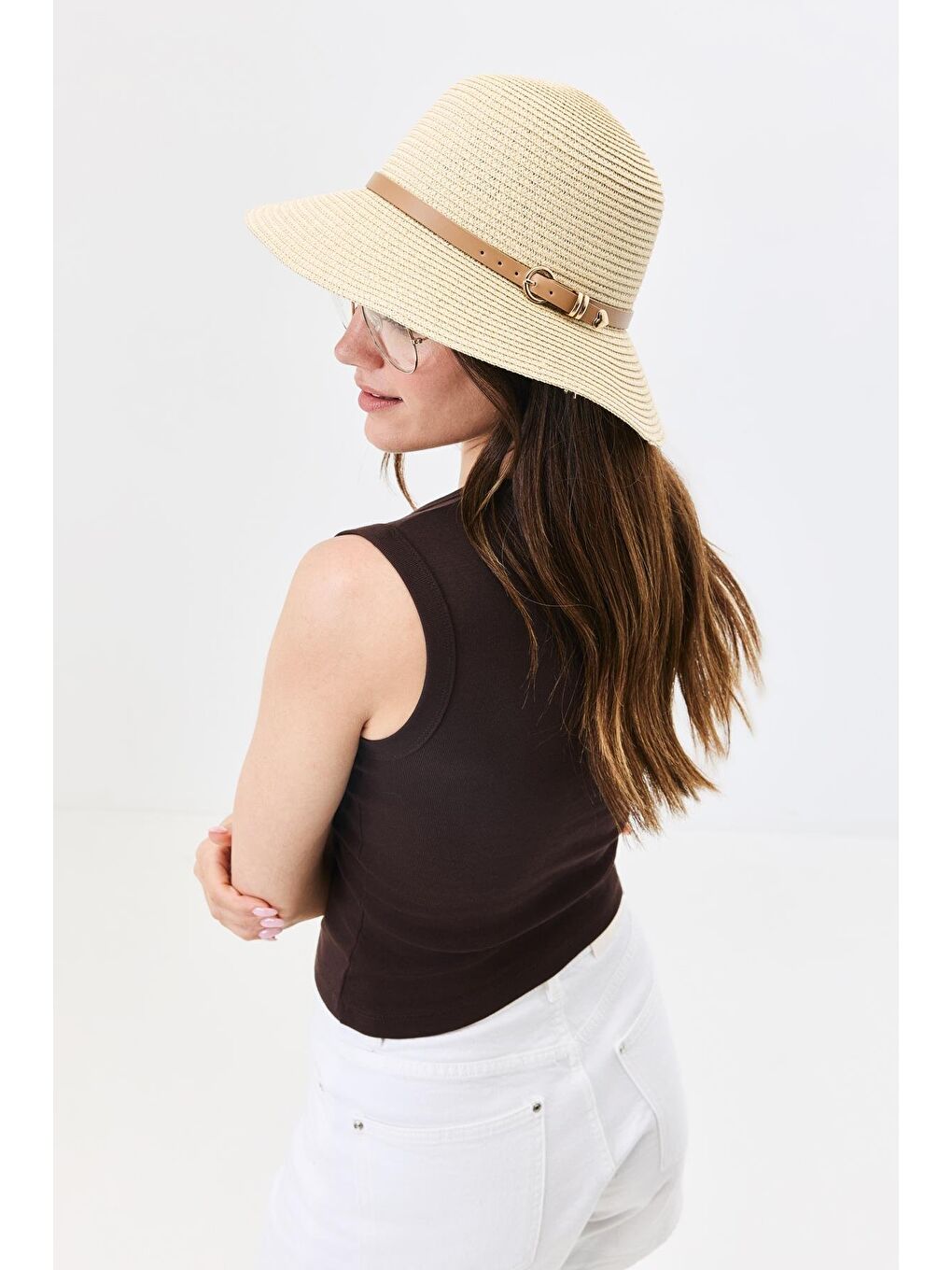 Hasır Plaj Şapkası Y25730-18 Bej-3