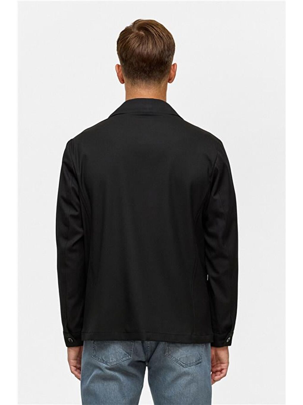 Siyah Slim Desenli Klasik Yaka Mont-7