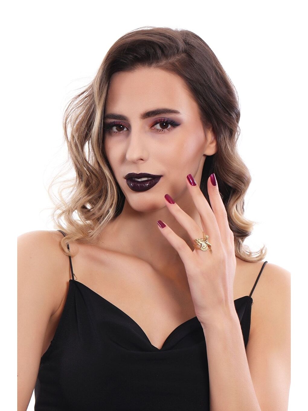 Sarı Kadın Altın Renk Kaplama Ayarlanabilir Kanatlı Melek Yüzük-3