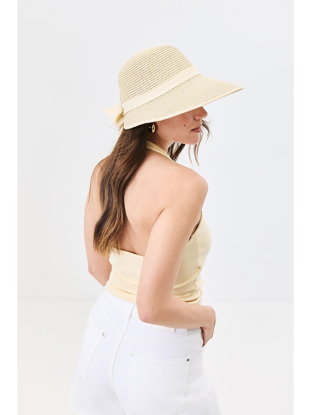 Siperli Hasır Plaj Şapkası Y25730-27 Bej-2