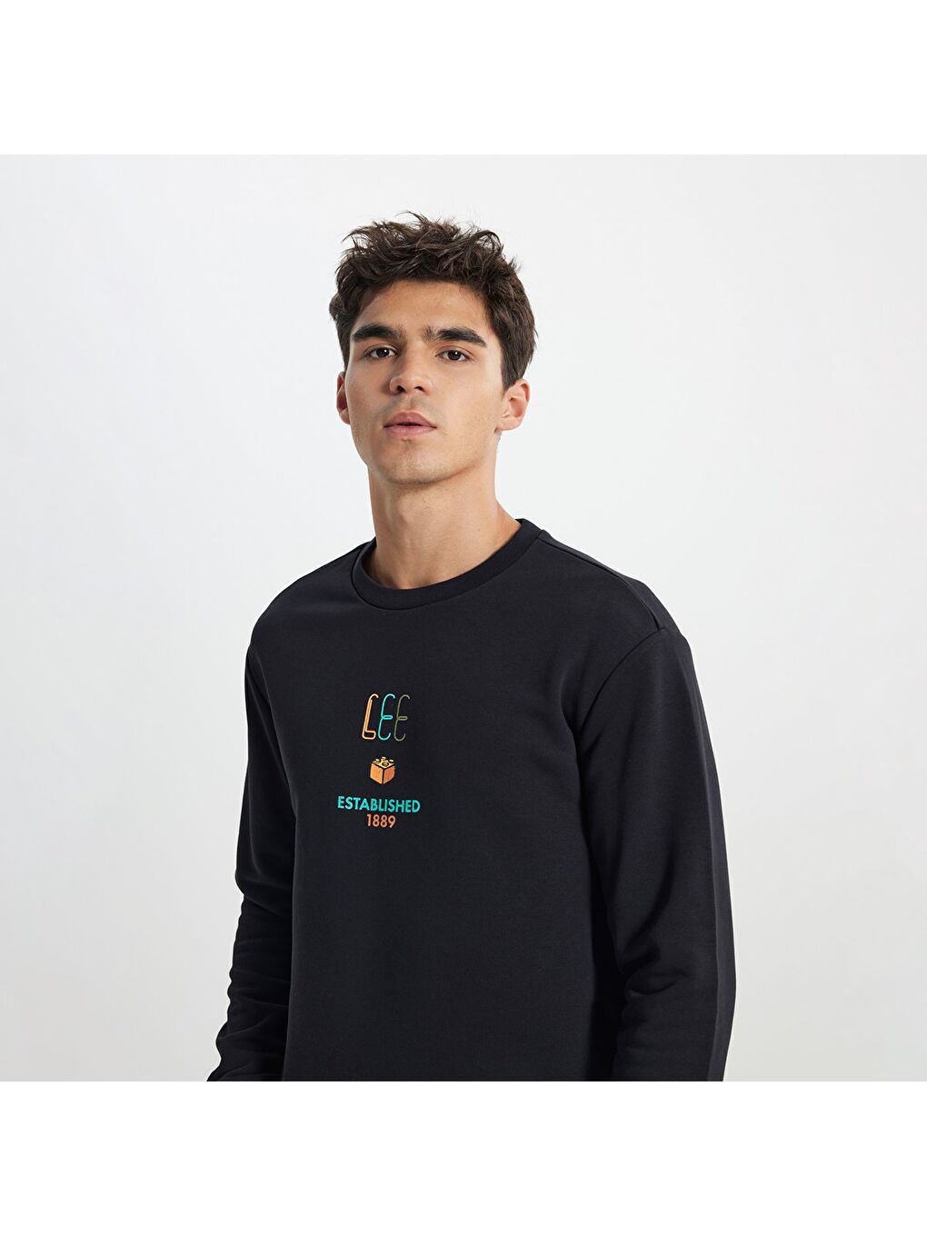 Lee Erkek Siyah Yuvarlak Yaka Sweatshirt - 1