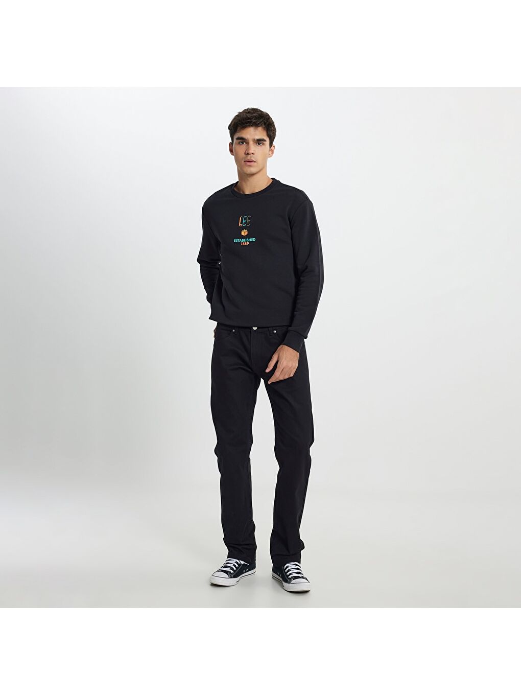 Lee Erkek Siyah Yuvarlak Yaka Sweatshirt - 2