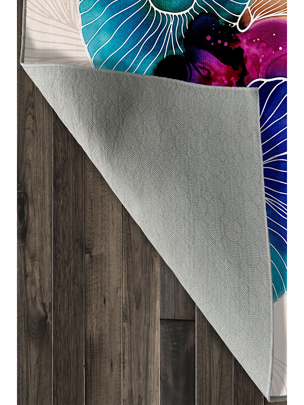 Ekru Dekoratif Özel Tasarım Yıkanabilir İnce Kaymaz Tabanlı Modern Halı KECE FR51-4