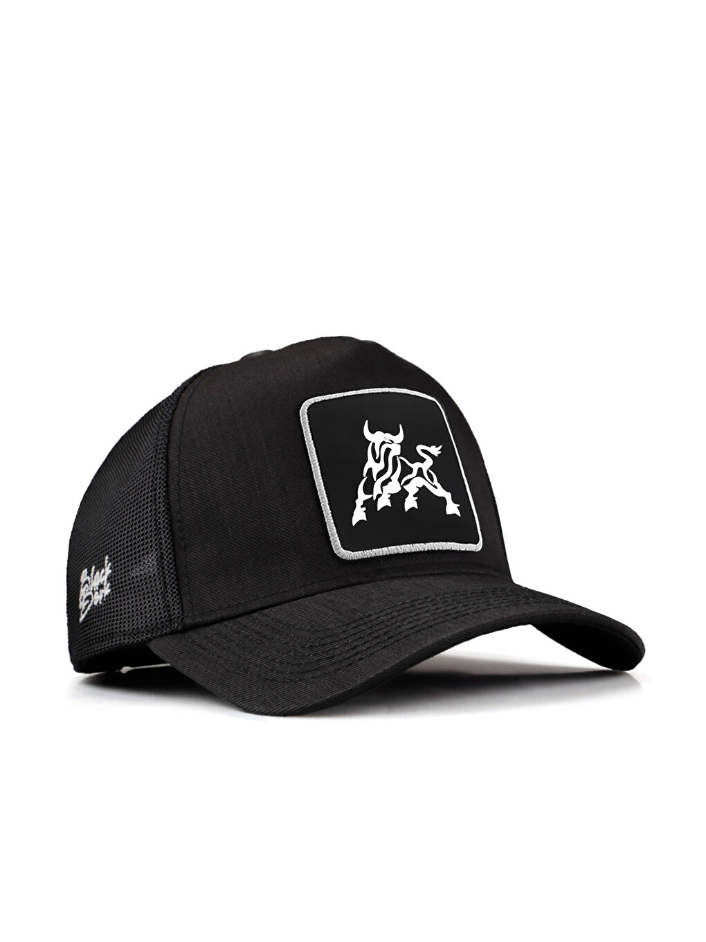 Boğa Logolu Siyah Cordura Trucker Şapka