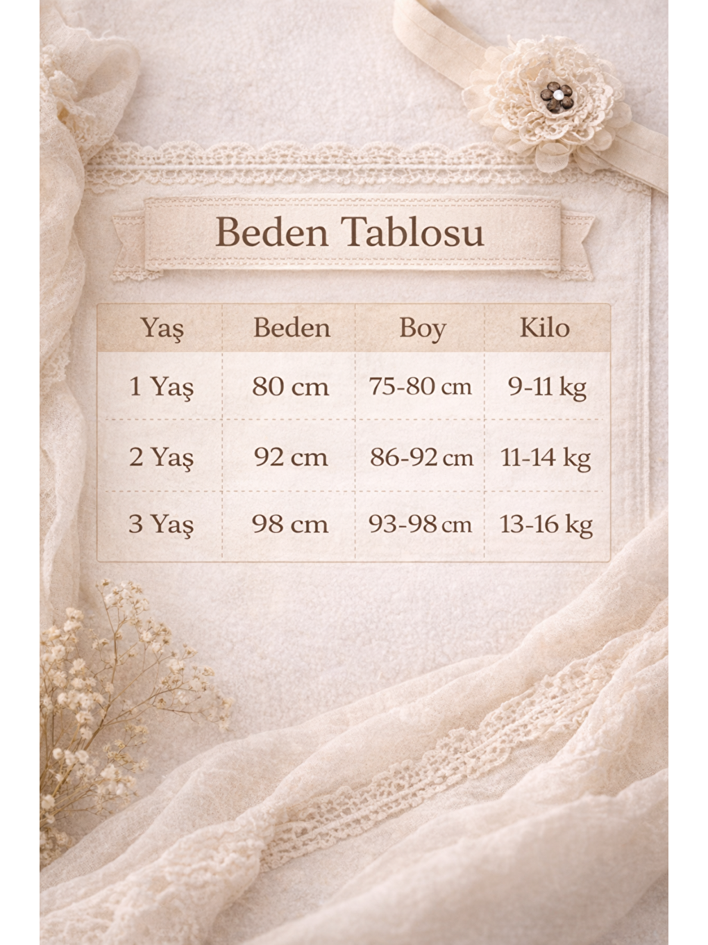 Bej Kız Bebek Müslin Kumaş Dantel Yakalı 2li Saç Tokalı-6