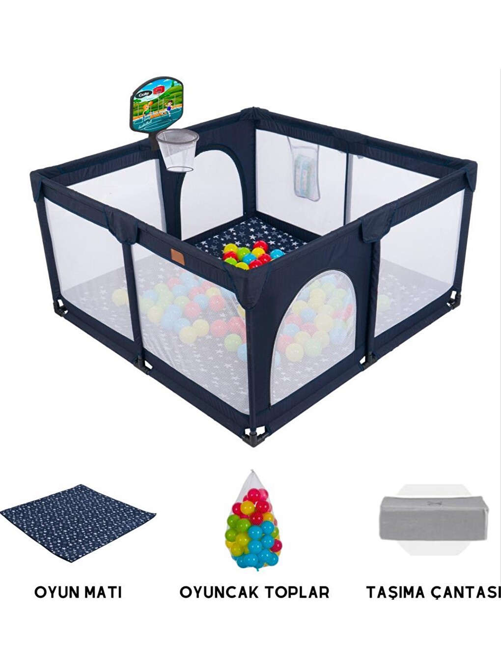 Güvenli Bebek Ve Çocuk Oyun Alanı Oyun Parkı 120x120 Oyun Matı Topları Yatak