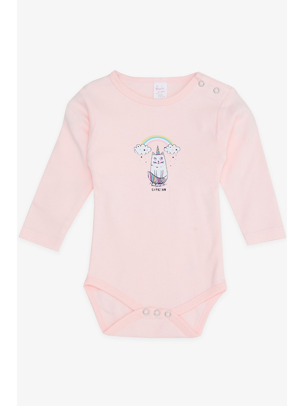 Pembe Kız Bebek Çıtçıtlı Body Zıbın Kedilli Pudra (1.5 Yaş)