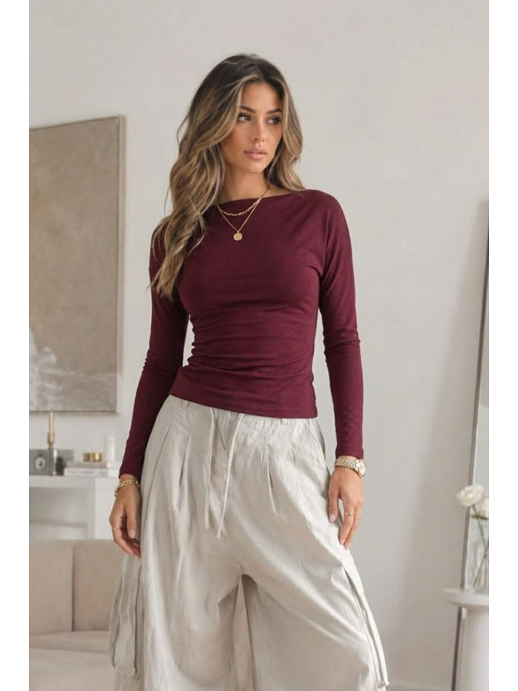 Pembe Kadın Kayık Yaka Basic Dar 3 Lü Bluz-4